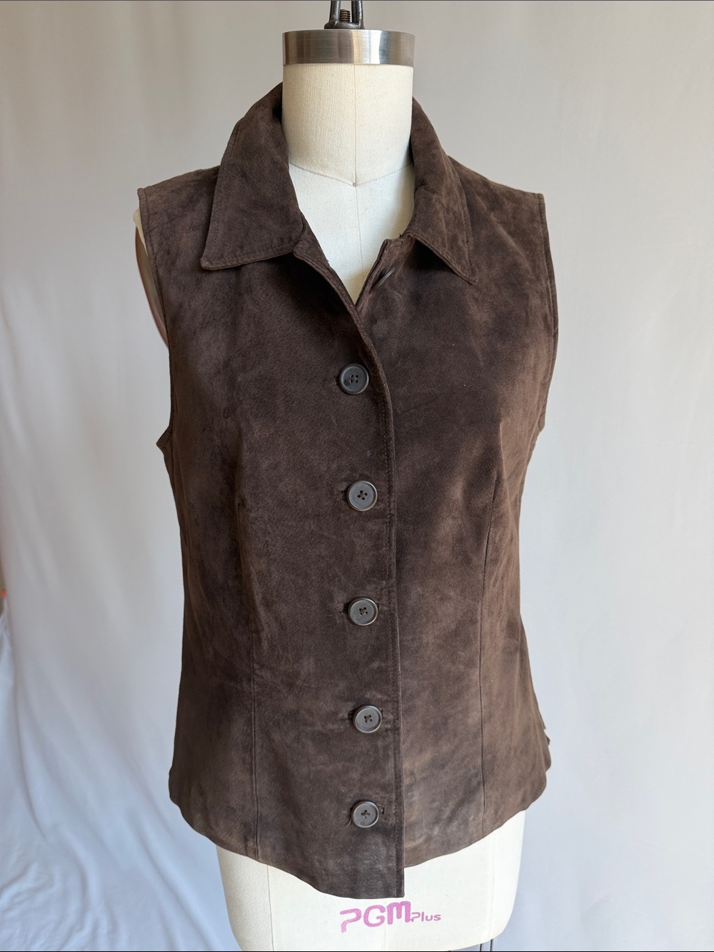 Coldwater Creek Chocolate Brown Suede Button-Front Vest